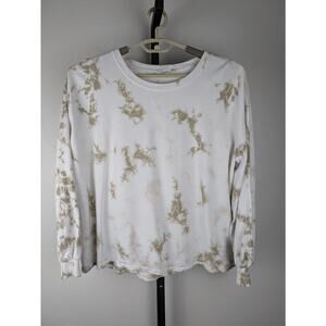C&C California Tie Dyed Long Sleeve Cropped Lightweight Sweatshirt beige